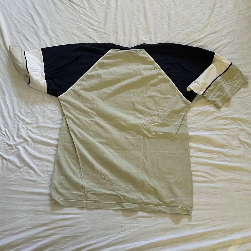 Y2K Beige & Black Color-Block Tee XL